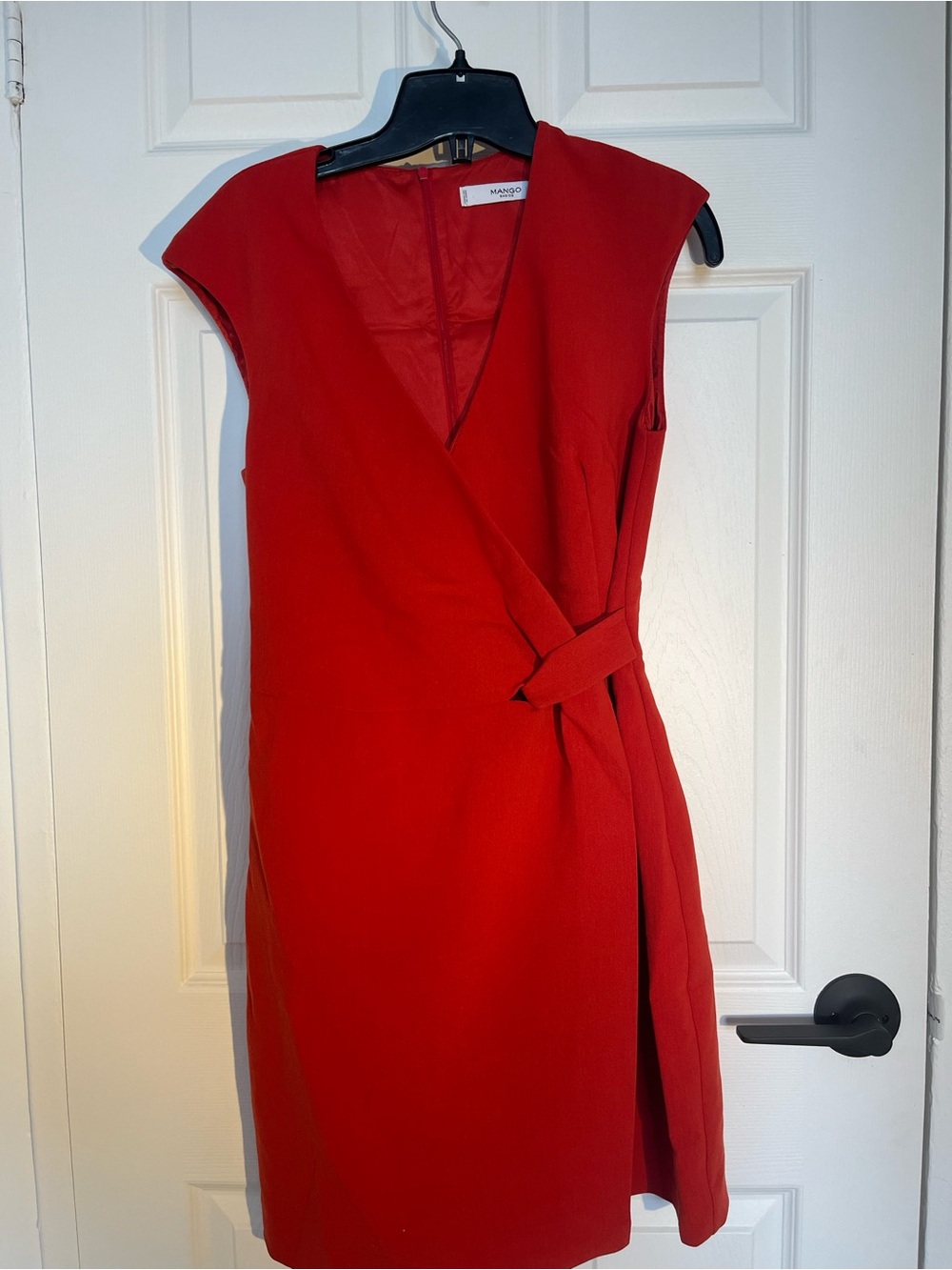 Mango Red One-Shoulder Wrap Sheath Dress